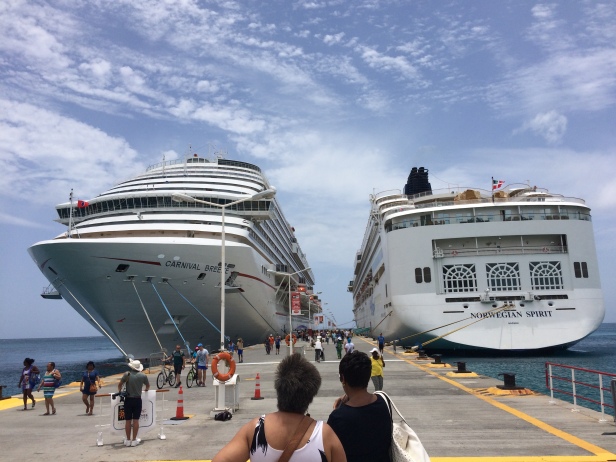 our boat is on the right. It's a lot smaller than most cruise ships!